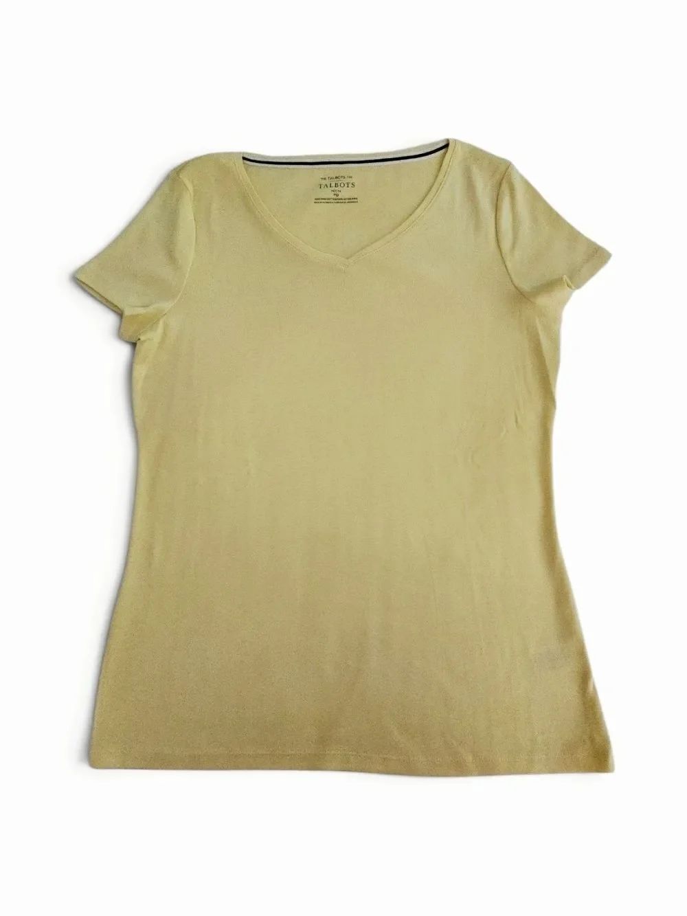 Talbots Pima Cotton Yellow V-Neck Tee Petite Size MP